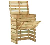 Lot de 4 bacs à compost à lattes en bois de pin imprégné, 80 x 50 x 100 cm, avec rabat ouvert pour déchets de jardin, ventilation et paillis pour la gestion des déchets biologiques