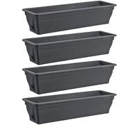 Lot De 4 Bacs À Fleurs Balcon Avec Réservoir Anthracite 80x24x17 Cm