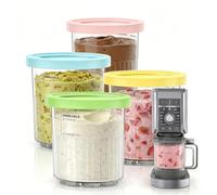 Lot de 4 bacs à glace, pour Ninja Creami Deluxe NC501 & NC500, 710 ml, avec couvercles anti-fuite, sans BPA et passent au lave-vaisselle, accessoires pour sorbetière