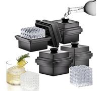 Lot de 4 bacs à glaçons en silicone avec couvercle entonnoir, grand moule à glaçons, bac à glaçons pour congélateur facile à démouler, 5,3 cm, parfaits pour le whisky, les cocktails et toute boisson à