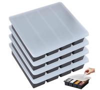 Lot de 4 bacs à glaçons en silicone avec couvercle, grands récipients pour congélateur pour soupes, sauces et jus - Moules à glaçons flexibles Easy-Pop en silicone avec couvercle, moules glaço