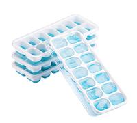 Lot de 4 bacs à glaçons en silicone et 14 bacs à glaçons avec couvercle, sans BPA, passe au lave-vaisselle, facile à desserrer, empilable, durable pour le café, la nourriture pour bébé