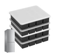 Lot de 4 bacs de congélation en silicone avec couvercle pour soupes, bouillons, sauces et jus | Réutilisables, passent au lave-vaisselle et idéaux pour la préparation des repas et la conservation des