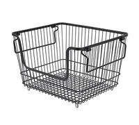 Lot de 4 Bacs de Rangement Empilables en Fil Métallique de 33 Cm, pour Garde-manger de Cuisine, Paniers de Congélateur Ouverts sur le Devant avec Poignées, pour la Cuisine, le