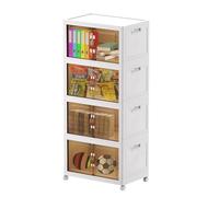 Lot de 4 bacs de rangement pliables en plastique pour vêtements, 30 L, empilables, avec couvercles et poignées, solution de rangement essentielle pour la famille