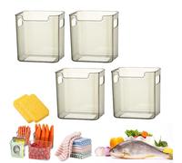 Lot de 4 bacs de rangement transparents en plastique cristal pour garde-manger, bacs de rangement empilables avec poignées, conteneurs de cuisine pour viande, légumes, fruits (vert-S)