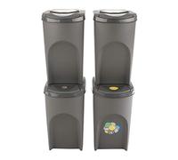 Ensemble de Poubelles Tri des dechets Sortibox 4x35L gris