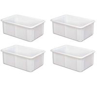 Lot de 4 bacs Euro Caisse en Plastique pour charges lourdes, L 600 x l 400 x H 215 mm, 40 l, blanc