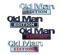 Lot de 4 badges et emblèmes autocollants 3D pour voiture Old Man Edition en métal pour décoration de véhicules