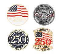 Lot de 4 badges nationaux émaillés antiques adaptés pour les tenues professionnelles décontractées et les souvenirs. Épinglette de drapeau vintage