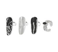 Lot de 4 bagues polyvalentes à ouverture réglable - Accessoires tendance pour le bureau, les bijoux, les fêtes