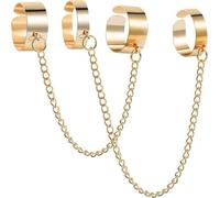 Lot de 4 bagues punk de style rétro, couleur or, métal, taille 16-18 mm
