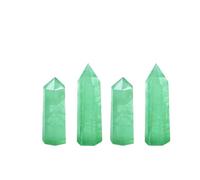 Lot de 4 baguettes en cristal de fluorite vert naturel avec prisme hexagonal poli pour décoration d'intérieur, 50 à 60 mm de haut