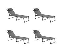 Lot de 4 Bains de Soleil ""Kalio"" 172cm Gris