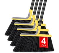 Lot de 4 balais d'extérieur pour nettoyage du sol avec manche de 147,3 cm de long, balais commerciaux robustes pour balayer l'intérieur et l'extérieur, la cour, le restaurant, le garage, le patio, les