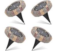 Lot de 4 balises solaires FISHTEC LED effet pierre Noir G