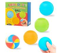 Lot de 4 Balles Anti-Stress Sensorielle pour Enfants et Adultes TDAH - Jouet d'Anxiété avec 10 Textures Différentes - Silicome Doux - Outil Fidget, pour Autisme, Concentration et Relaxation Musculaire