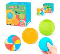 Lot de 4 Balles Anti-Stress Sensorielle pour Enfants et Adultes TDAH -Jouet d'Anxiété avec 10 Textures Différentes - Silicome Doux-Outil Fidget, pour Autisme,Concentration et Relaxation Musculaire