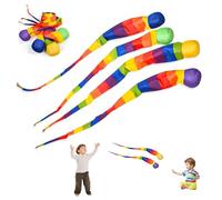 Lot de 4 Balles Arc-en-Ciel Comète avec Queue pour Enfants - Jouet Éducatif de Sport en Mousse Catch Tail (Couleur Aléatoire)