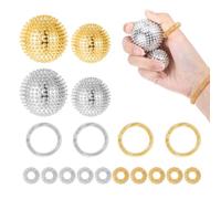 Lot de 4 balles de massage sans fil + 10 anneaux d'acupression + 4 bracelets d'acupression, Skills Borderline, balle de hérisson en métal, balle de massage magnétique en ABS pour soulager le stress ou