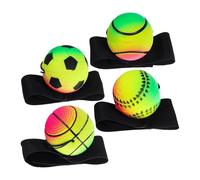 Lot de 4 balles d'exercice sportives en caoutchouc pour poignet - Diamètre : 6 cm - Avec cordon - Balle de poignet extensible avec cordon - Pour le poignet, la main, l'entraînement des yeux