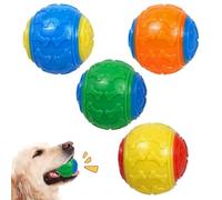 Lot de 4 balles indestructibles pour chien - Balles couinantes indestructibles pour Chuck It - Balle interactive à rouler pour animaux de compagnie de taille moyenne et petite