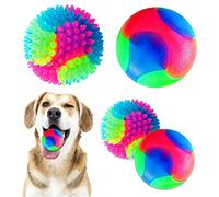 Lot de 4 balles lumineuses à LED clignotantes pour animal domestique - Jouets interactifs couineurs à mâcher, lancer élastique lumineux pour chiot, chien, chat - Jouet à mâcher pour nettoyage des