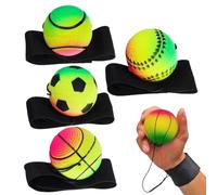 Lot de 4 balles rétractables en caoutchouc pour renforcement du poignet - Accessoires de sport pour entraînement en plein air, fitness, salle de sport, maison, jardin, famille