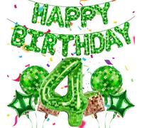 Lot de 4 ballons à thème chiffre - Ballons à l'hélium en forme de chiffres pour filles et garçons - Ballons à l'hélium pour décoration de fête d'anniversaire (vert + marron, 4)