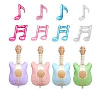 Lot de 4 ballons colorés en forme de guitare - 8 ballons en forme de note de musique - Ballons pour anniversaire, fête prénatale, décoration de fête sur le thème de la musique