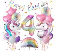 Lot de 4 ballons de décoration de fête d'anniversaire licorne