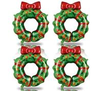 Lot de 4 ballons de Noël avec grand nœud en aluminium pour décoration de Noël, fête d'anniversaire, Nouvel An, vacances, festival - 68 cm - Vert et rouge