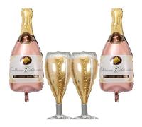 Lot de 4 ballons en aluminium champagne avec bouteille de gaz hélium, taille XXL, décoration pour mariages, anniversaires et événements