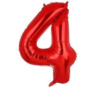 Lot de 4 ballons en forme de chiffre rouge en Mylar - 101,6 cm