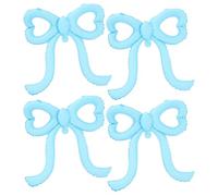 Lot de 4 ballons en polyester avec nœud bleu pour anniversaire, enterrement de vie de jeune fille, fête prénatale, plage, fête prénuptiale, décoration d'anniversaire à carreaux