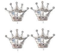Lot de 4 ballons géants en aluminium pour décoration de fête d'anniversaire, de mariage, d'Halloween, de fête de Noël (Argent)