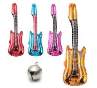 Lot de 4 ballons gonflables en aluminium pour guitare 75 cm - Couleurs : rouge, bleu, orange et rose