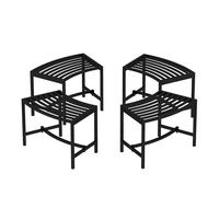 Lot de 4 bancs de brasero incurvés en métal pour extérieur, sièges en acier pour terrasse, jardin, porche et arrière-cour - Support et support pour plantes robustes - Design élégant noir