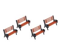Lot de 4 bancs de parc miniatures - Sièges de jardin marron à l'échelle 1:24 avec détails réalistes, petits bancs de parc pour maison de poupée et accessoires de jardin féérique, plate-forme de train