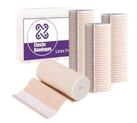 Lot de 4 bandages de compression élastiques de qualité supérieure - 15 cm x 4,5 m - Réutilisables - Pour bras, poignets, jambes, chevilles et genoux