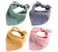 Lot de 4 bandanas pour chiens de petite, moyenne et grande taille, bandana d'été pour chien, chat, chien, foulard triangulaire, réglable et lavable, accessoires de décoration pour chien, chat, chiot