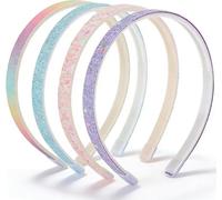 Lot de 4 bandeaux à paillettes, plastique brillant, mignon, antidérapant, épais, brillant, coloré, morceaux de papier arc-en-ciel avec dents, accessoires pour cheveux