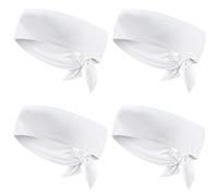 Lot de 4 bandeaux blancs à nouer pour homme et femme, anti-transpiration, séchage rapide, pour karaté, basket-ball, course à pied, entraînement (blanc)