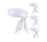 Lot de 4 bandeaux blancs à nouer pour homme et femme, anti-transpiration, séchage rapide, pour karaté, basket-ball, course à pied, entraînement (blanc)