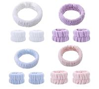 Lot de 4 bandeaux de lavage pour poignet, élastiques, avec poignet, en microfibre, pour le visage, pour femme et fille