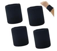 Lot de 4 bandeaux de transpiration absorbants pour femmes, hommes, enfants, pour le tennis, le handball et la course à pied, en noir