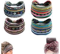 Lot de 4 bandeaux de yoga imprimés en forme de croix, en tissu doux antidérapant pour l'entraînement, la course à pied, le fitness, le sport