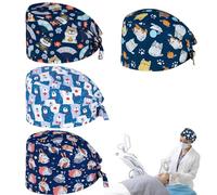 Lot de 4 bandeaux d'infirmière réglables et mignons en coton pour les soins dentaires évacuant l'humidité et confortables pour hommes femmes.