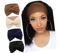 Lot de 4 bandeaux élastiques fins pour fitness, gym, activité, port double face, respirant, pour femmes, bandeau de sport doux et confortable