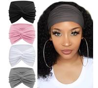 Lot de 4 bandeaux élastiques fins pour fitness, gym, activité, port double face, respirant, pour femmes, bandeau de sport doux et confortable